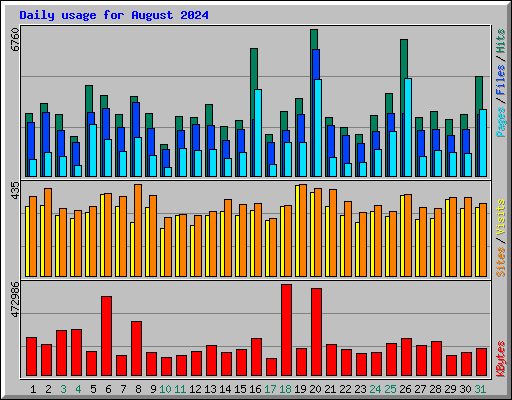 Daily usage for August 2024