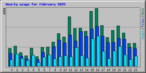 Hourly usage for February 2025